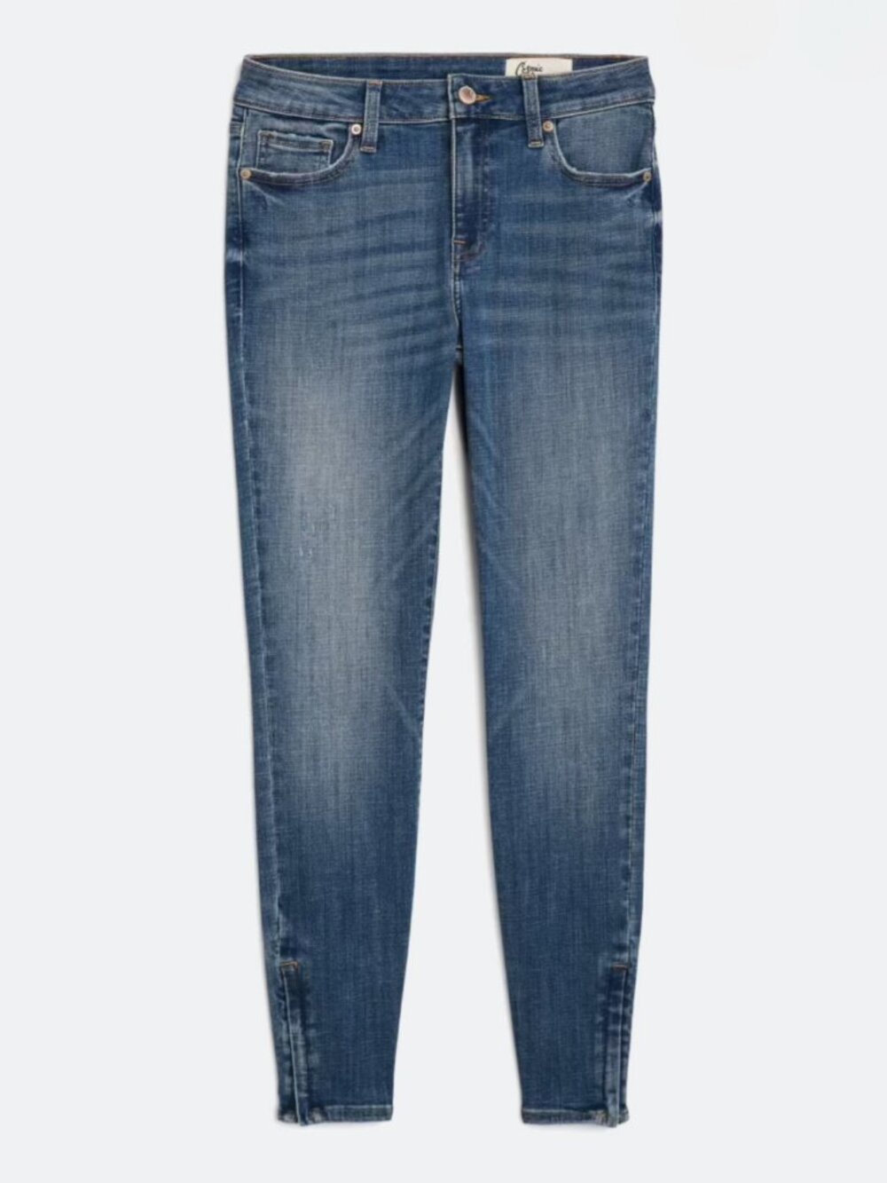 Cosmic Blue Love Stretch Skinny Jeans Size 29 Distressed Ankle Zipper Denim